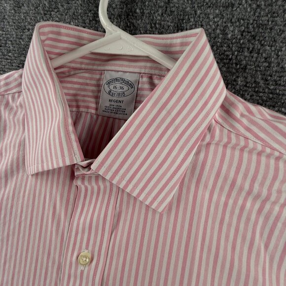 Brooks Brothers Pink 16 36 Cotton Striped Non-Iron Regent Men Shirt Long Sleeve - Picture 8 of 16